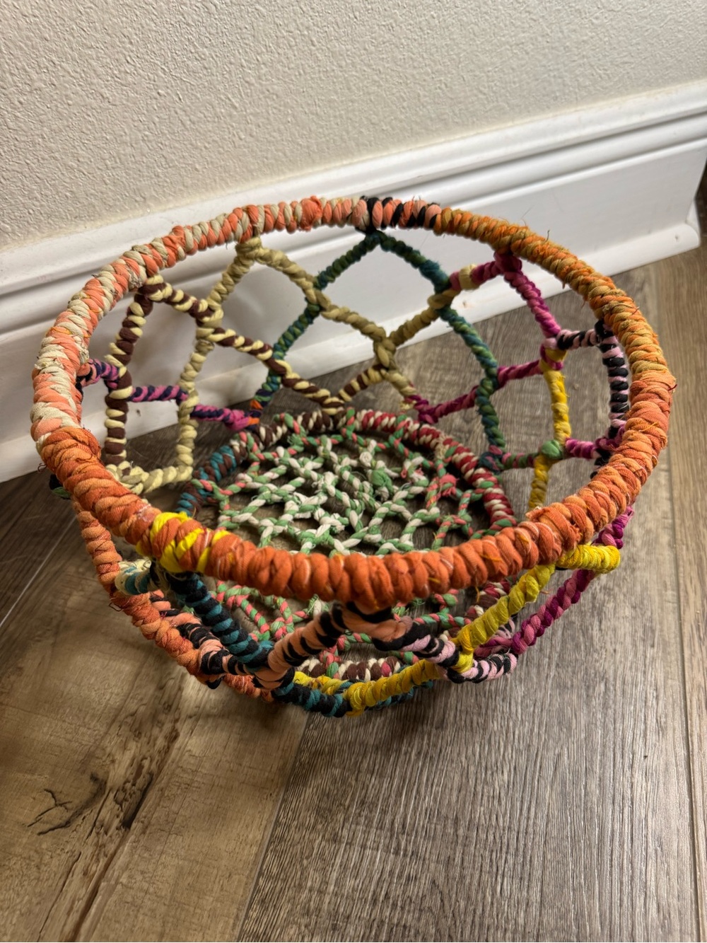 Handwoven Recycled Jute Metal/Colorful Rope Basket